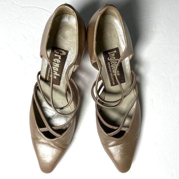 Ingledews Spain Collection Grenada Leather Dress Dance Pumps Pearl Beige sz 8.5 - Picture 2 of 16